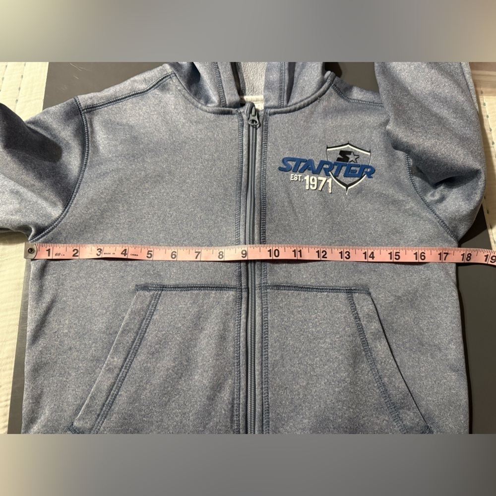 STARTER Kids Blue-Gray Zip-Up Hoodie (Youth 6-7) 0125 - Picture 10 of 11